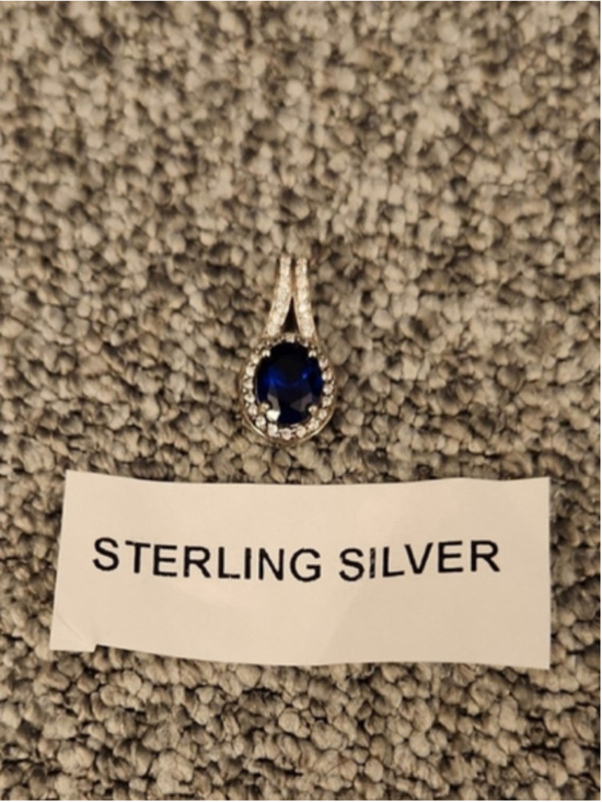 Jewelry - Elegant Sterling Silver Blue Pendant For A Necklace Chain Not Included